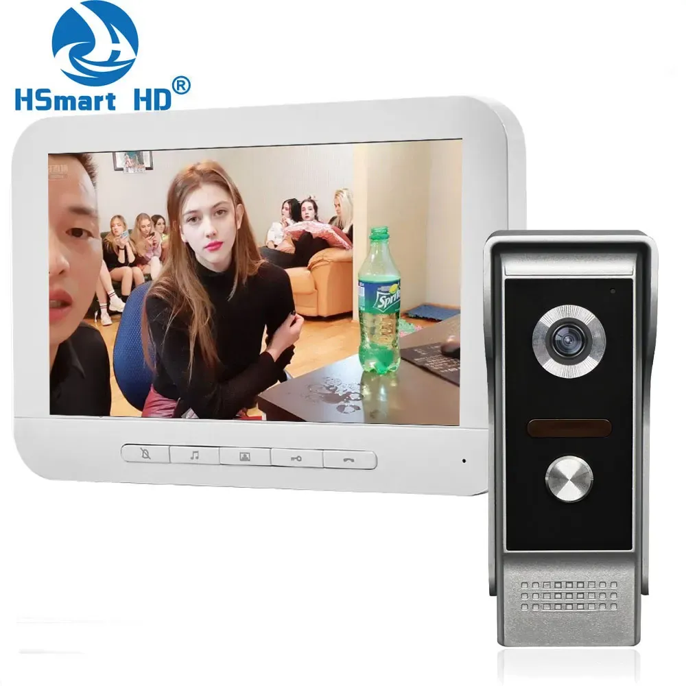 Intercom 7inch Wired Video Door Phone 4 Wire Intercom Home Security Access Control System Doorbell Camera Video Intercom for Villa