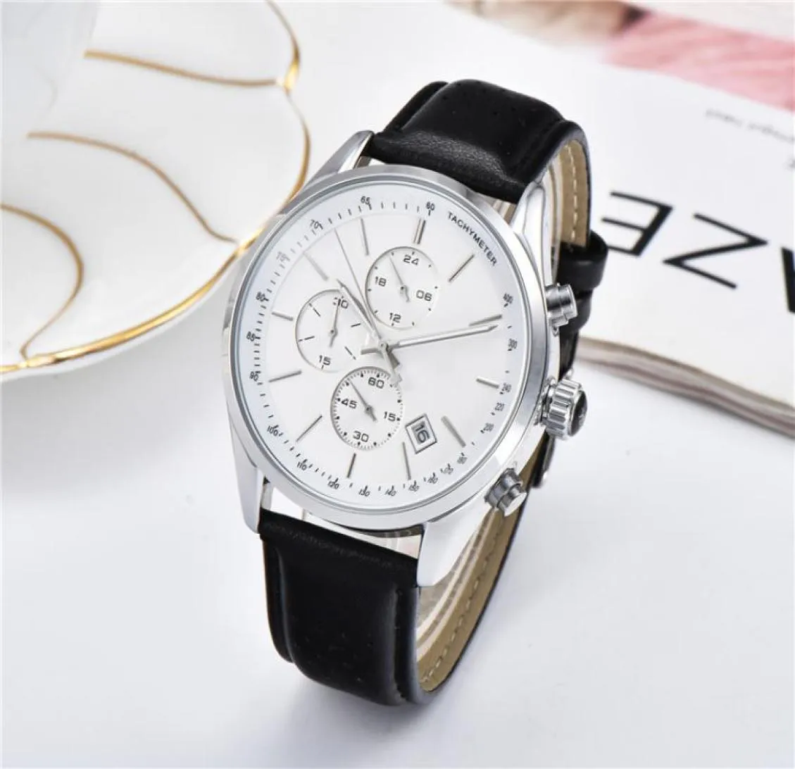 Najwyższej jakości Men039s Watch Boss WSZYSTKIE Wskaźniki Cechy Chronograph Quartz Watch skórzany pasek Men039s Casual Stopwatch Monte LU9377002