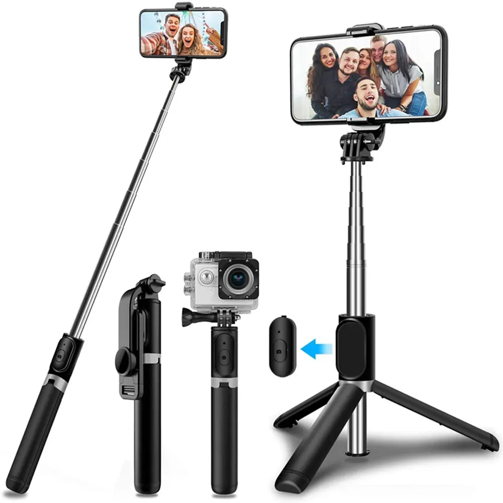 Monopods 4 em 1 bluetooth bluetooth stick com liga tripé alia self -slowiestick smartphone selfestick 3 telefone para câmera iPhone