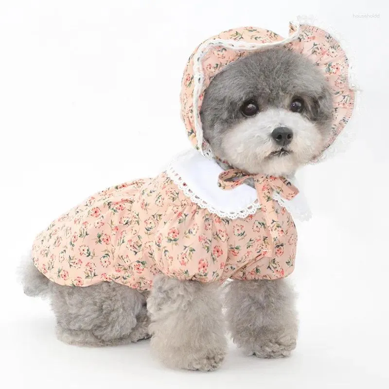 Hundkläder söt katt valp liten klänning sommar husdjur klänningar kjol Yorkshire poodle bichon pomeranian shih tzu kostym hatt mössa droppar