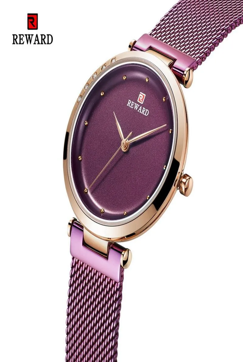 Recompensa moda feminina vigias de luxo diamante ultrafino assistir mulheres assistem à prova d'água Rose Gold Watch Ladies Zegarek Damski6207324