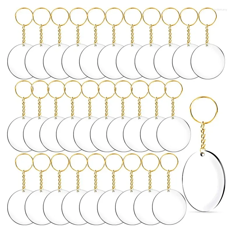 Keychains 72 PCS Les blancs de porte-clés acryliques sont clairs avec un trou des anneaux de chaîne de clés pour les projets et l'artisanat de bricolage