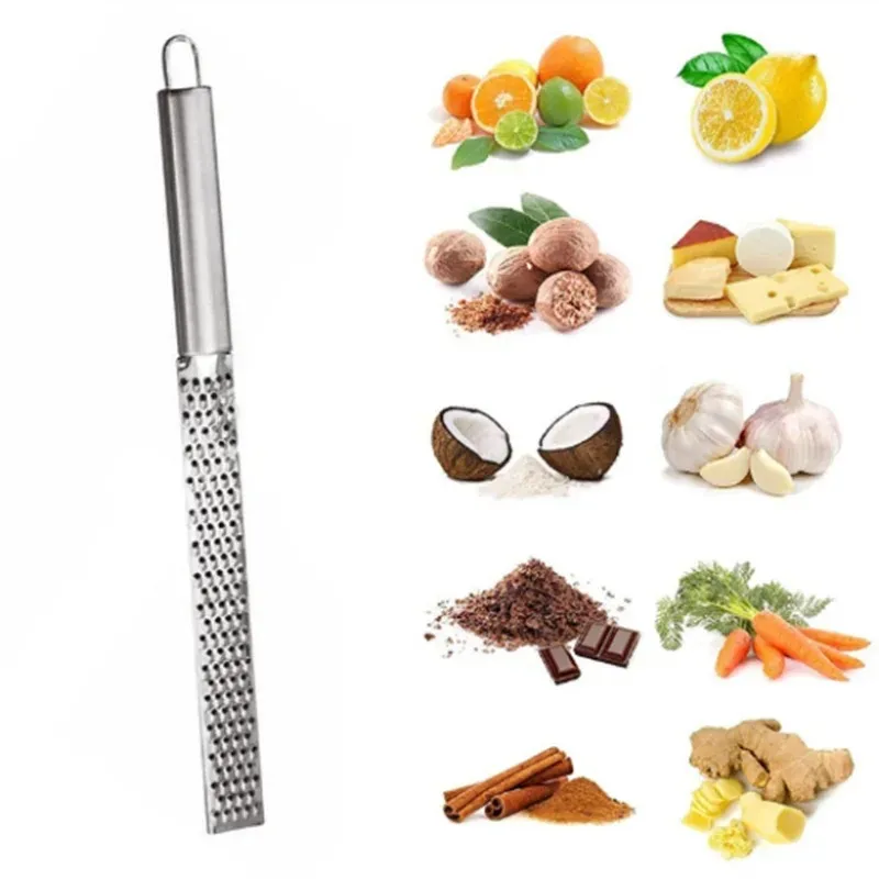 Stainless Steel Handheld Citrus Lemon Zester Grater Long Chocolate Grater Cheese Grinder Fruit Peeler Ginger Garlic Kitchen Tool