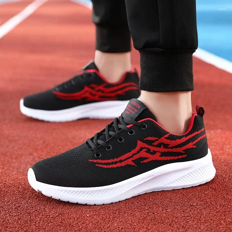 Casual Shoes Mens Flame Printed Sneakers Flying Weave Sports Comfortable Running Outdoor Men Athletic