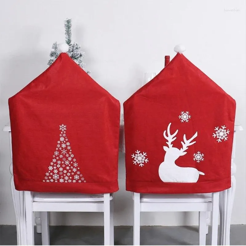 Chair Covers Non-woven Back Cover Snowman Tree Elk Christmas Slipcovers 87HA