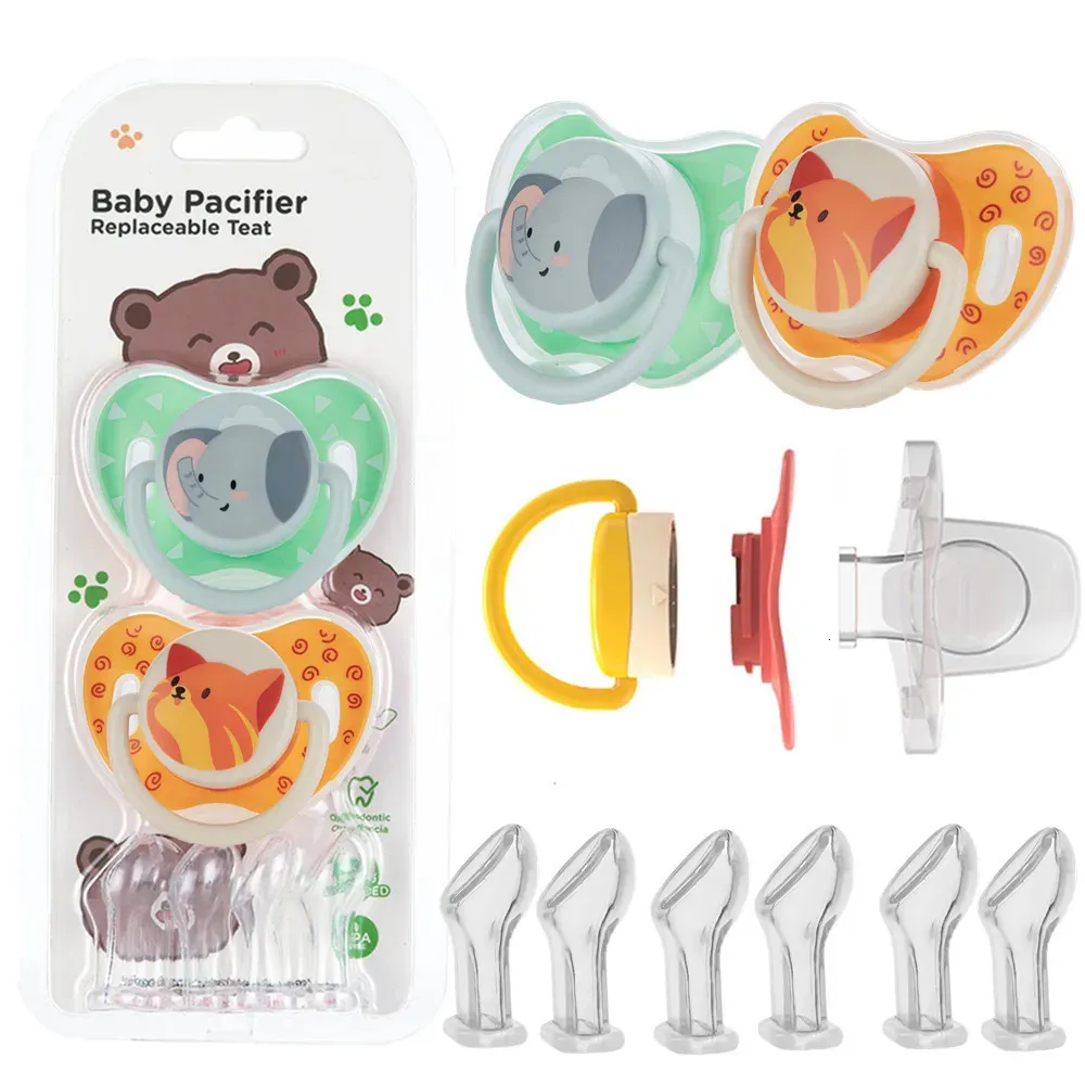 Miyocar Unique Design Baby Pacifiers Bring Replacement Nipple 2 Pcs Includes All Sized Silicone Teat for Boy and Girl 240322