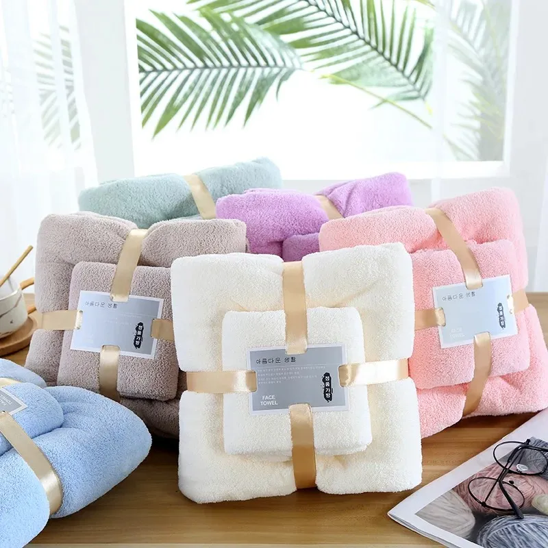 Handtuch Badetuch Set Wasserabsorption Schnelltrocknen Kein Schuppenkoralle Fleece Handtuch für Frauen Männer Haus