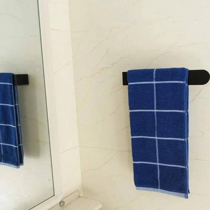 Shower Curtains Towel Hanger Simple Bathroom Toilet Brushed Space Aluminum Rack Punch-free Hanging Single-rod Bar