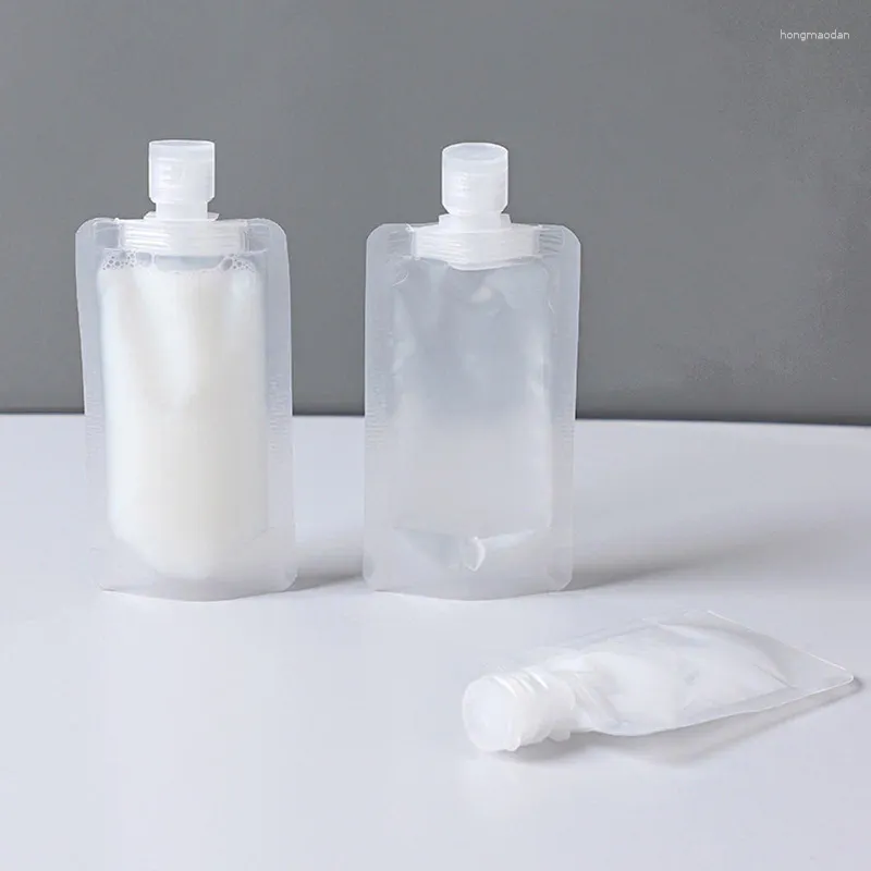 Storage Bags 30/50/100 ML Portable Travel Fluid Makeup Packing Bag Transparent Flip Cap Sub Packaging Plastic Stand Up Spout Pouches