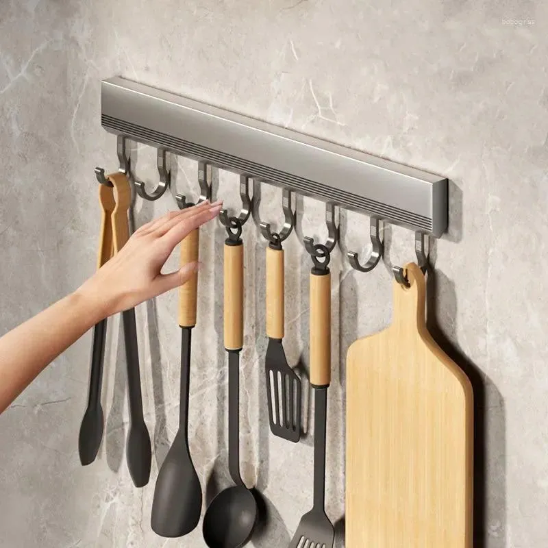 Hooks Wall Monted Rack Punch gratis keukengerei opslag rij haakhouder badkamer gewaad handdoek jas hangers multifunctioneel