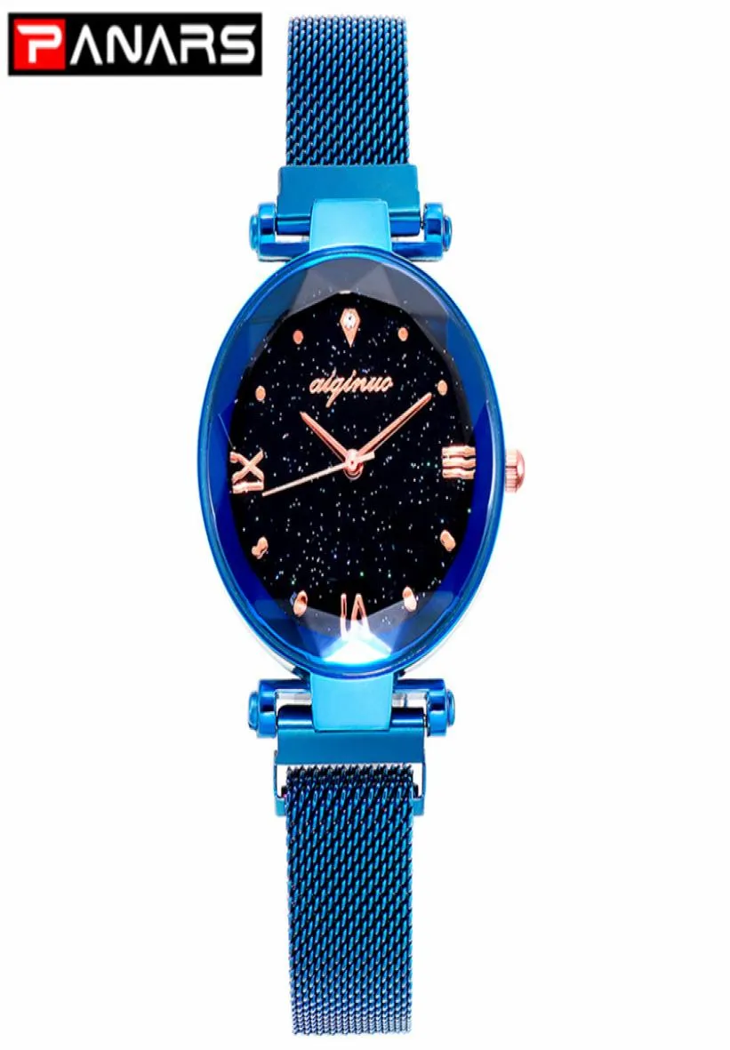 Panars Fashion Luxury Women039s Quartz montres magnets Strap Starry Femme Business Casual Quartz Wristwatch Ladies 2019 New Blu5799231