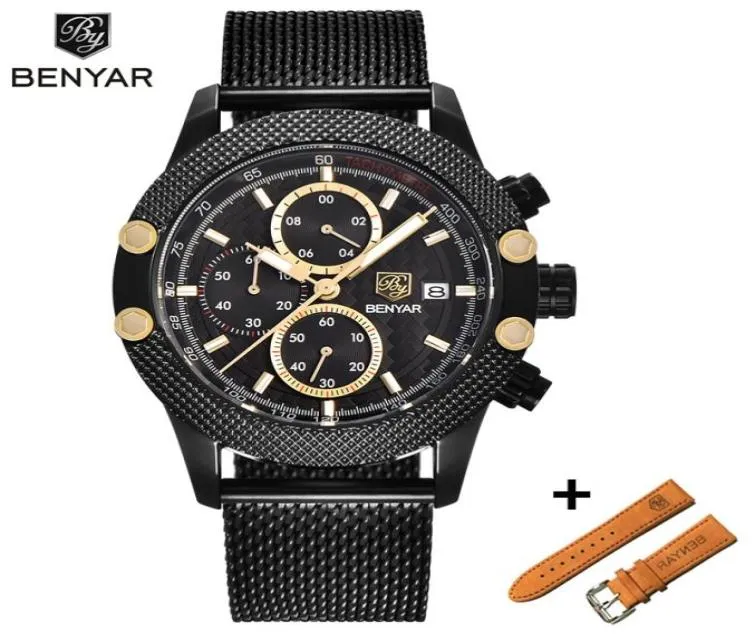 Benyar Montre Homme Set Brand Watches Reloj Hombre Men Sport Chronograph Fashion Arelproofing Quartz Watch Men Relogio Masculino2076628