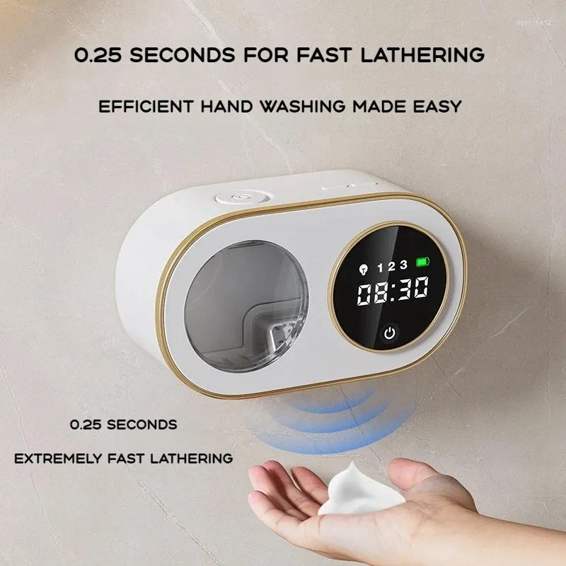 Vloeibare zeepdispenser automatisch met HD LED digitale klokwand gemonteerd schuimen eenvoudige duurzame badkamer