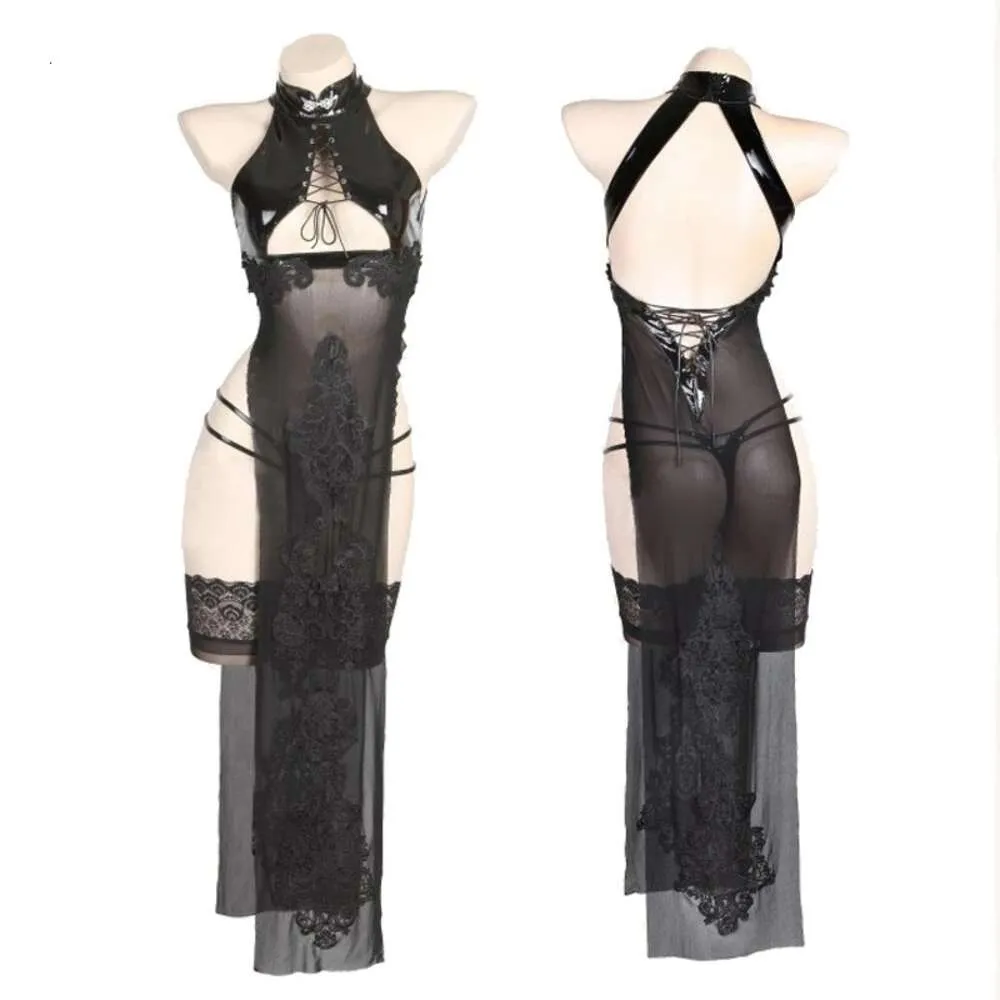 Sexy Lingerie Game Nier Automata 2B Cosplay Costume Net Cheongsam Lacquer Set Women's Bandage Hollow Out Qipao sexy erotic porn lingerie