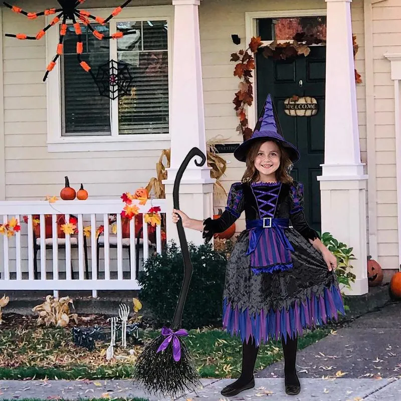 Decoração de festa 1pcs feliz Halloween plástico vassoura de bruxa de cosplay acessório de terror de vassoura voando de vassoura