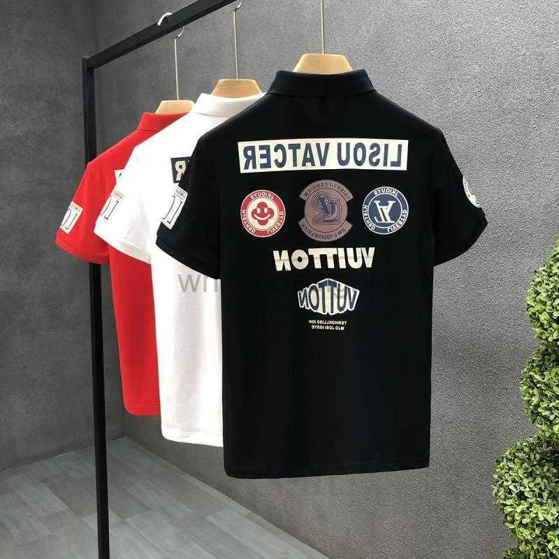 Herr t-shirt designer europe station polo skjorta mäns tryckt polo t-shirt mode varumärke Kina-chic 2024 Ny mäns halv ärm avslappnad topp n7625de