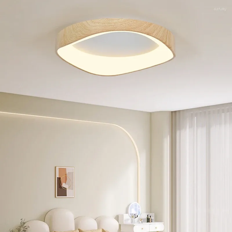 Luci a soffitto Nordic Light Light Round Log Noce Funzione casa Remote LED per lo studio Soggiorno DECORAZIONE CAMERA DECORSA ALLUMINAZIONE