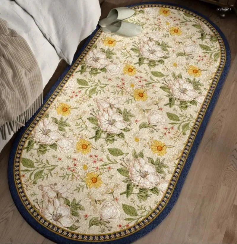 Tapetes americanos de estilo retrô floral tapete de alta qualidade de decoração caseira de casas de cama de cama de cabeceira étnica