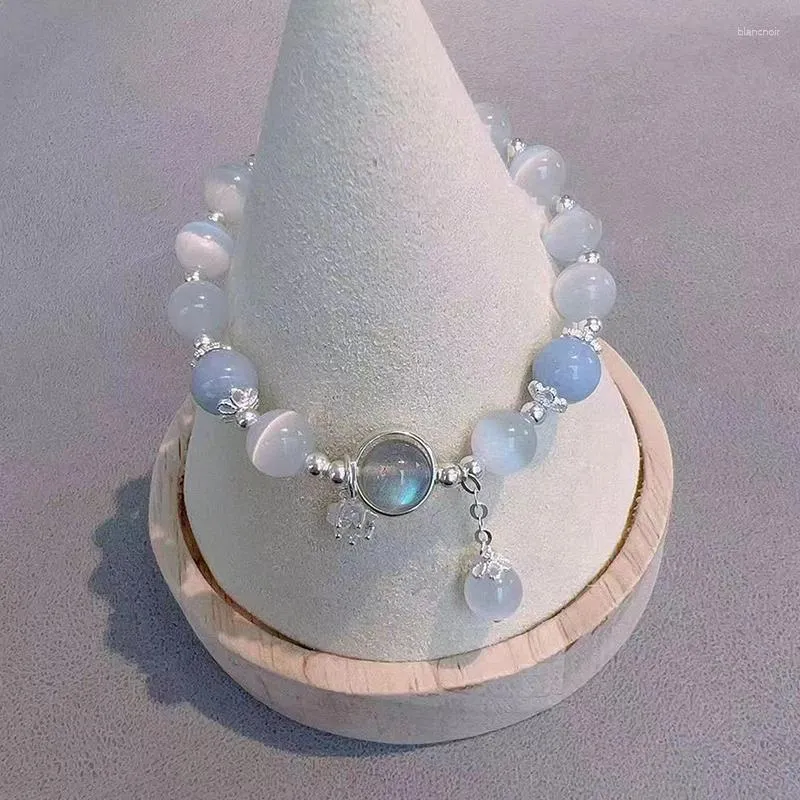 Pulseiras de link pulseira de cristal natural para mulheres opala moonstone fofa estrela pendente de jóias de amizade com miçangas artesanais