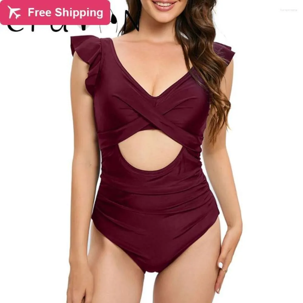 Projektant Sexy bikini zestawy 2024 NOWOŚĆ mody damski Cputan seksowne set Ruffle One Piece Swimsuit Control Kobiety Brazylijskie Monokini Kąpiel