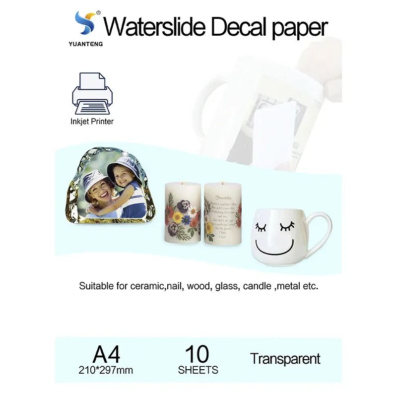 Papier a4 maat inkjet water schuif sticker papier transparante vellen afdrukbare doe -het -zelf overdracht afdrukpapier waterlijbaan sticker papier voor hout