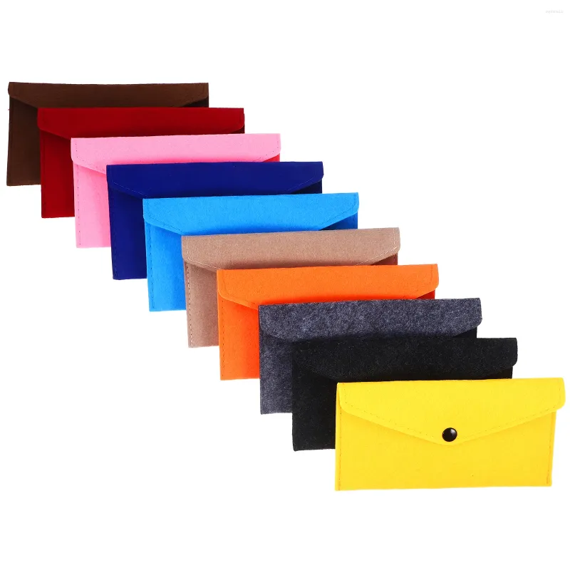 Gift Wrap 10 Pcs Felt Envelope Snap Button Envelopes Money Bags Envelops Holders Storage Cash Packets