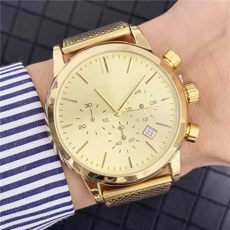 Luxusgold Uhren Herren Watch Quarzdurchmesser Bewegung Vollfunktion Watch Alle Wählscheiben -Displaykalender Fashion Watch