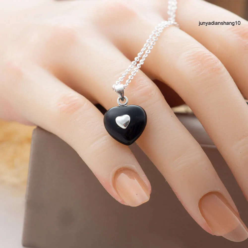 Seiko Korean In ins Black Agate Love Ожерелье в чистом серебряном и роскошном дизайне с ощущением для вас