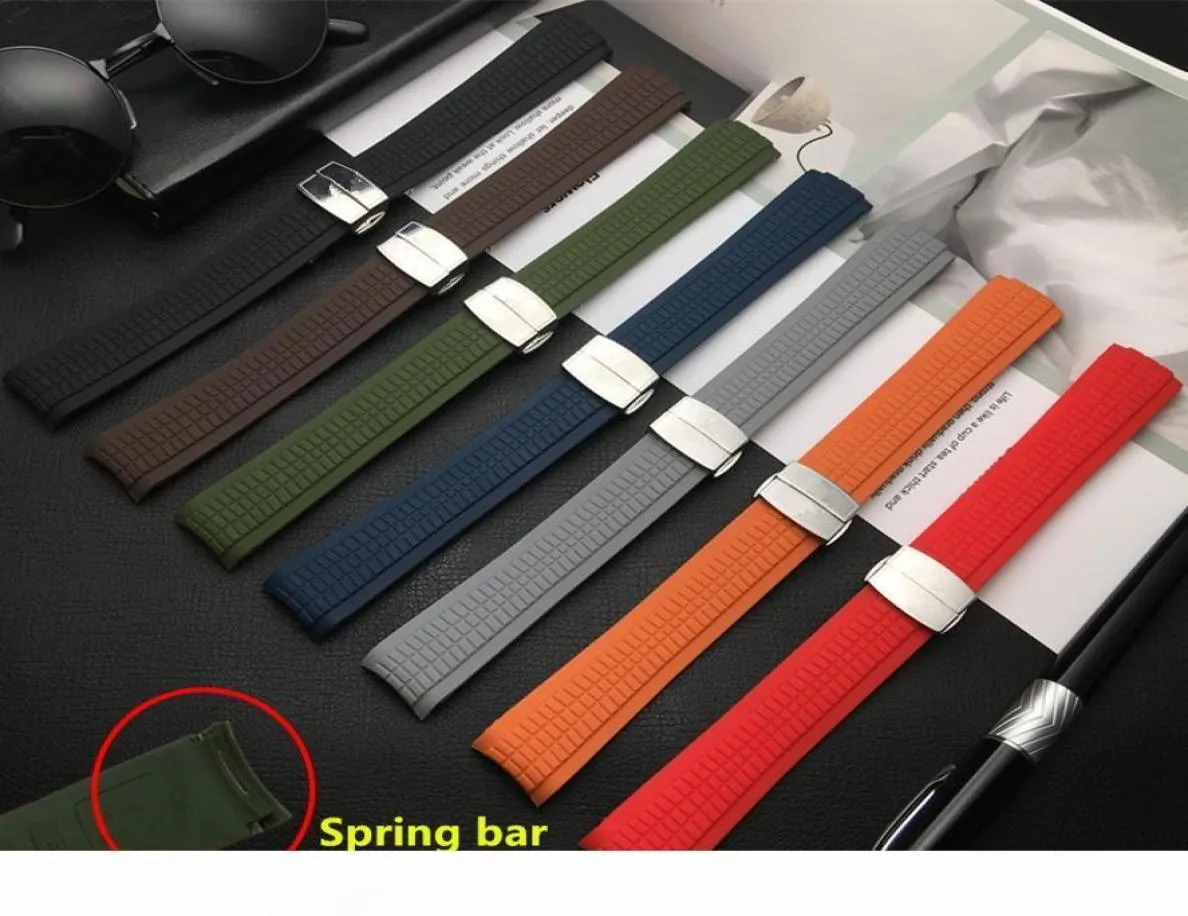 21mm svart röd grön silikongummi klockband för rem för Aquanaut Series 5164A 5167A Watch Band Spring BAR9450472