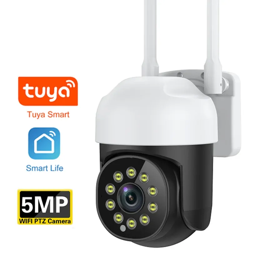 Cameras Smart Life Mini PTZ Camera 5MP Kolor Night Vision Home Surveillance CCTV Camera IP App aplikacja Tuya