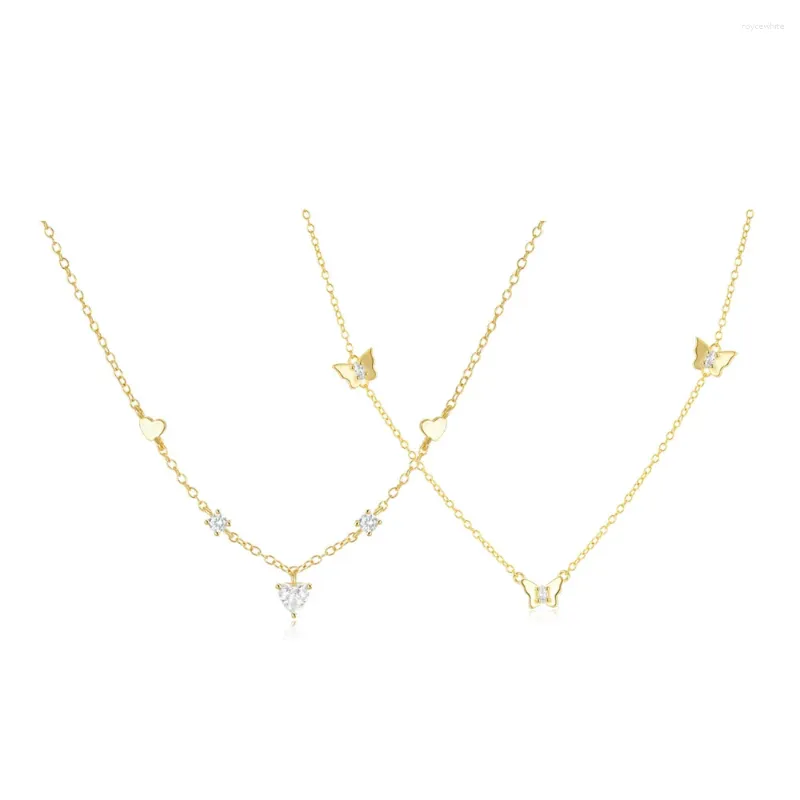 Łańcuchy boako 925 srebrne srebrne miłosne serce w kształcie motyla naszyjniki dla kobiet dziewczyna matka walentynkowa biżuteria