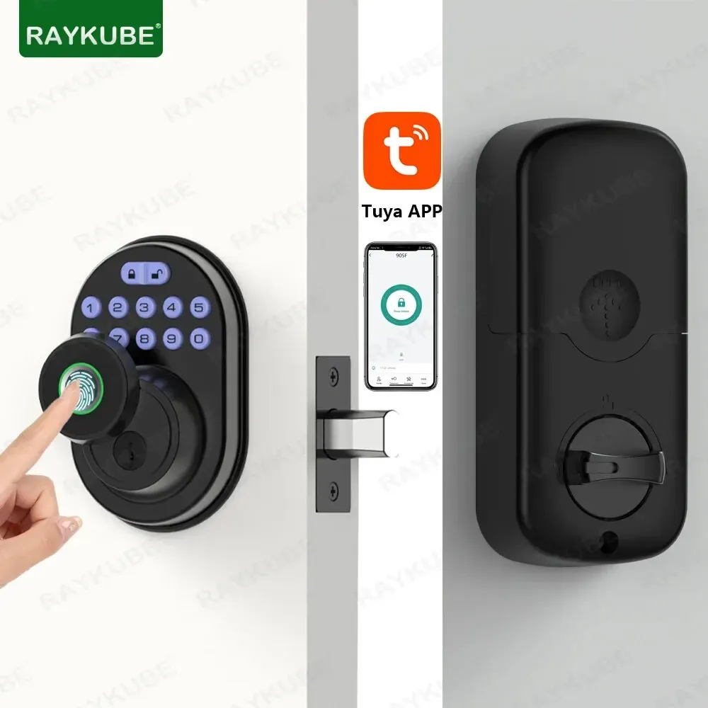 Verrouiller Smart Dead Bolt Lock Tuya Bluetooth Empreinte digitale Electric Lock Support Temporaire distant Mot de passe temporaire pour la porte en bois 904F