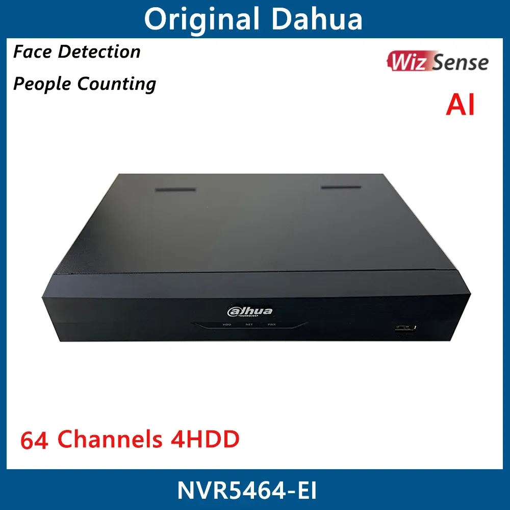 Inspelare Dahua 64CH NVR 4HDDS SMART H.265+ AI Face Detect WizSense Network Video Recorder 64 -kanaler för Security IP -kamera NVR5464EI