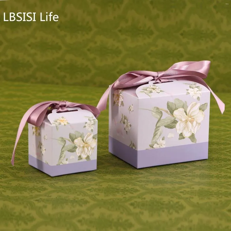 Embrulhe de presente lbsisi Life-Purple Wedding Paper Boxes embalagem biscoitos de chocolate Candy Birthday Day Day Casar 20pcs
