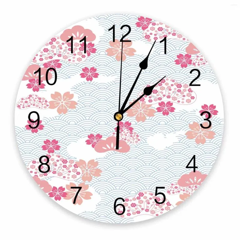 Corloges murales Japon Cherry Blossoms Fleur décorative horloge rond