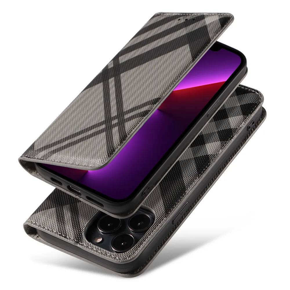 Model projektanta dla iPhone11 13 15 Połączenie telefonu komórkowego obudowa telefonu komórkowego Apple 14 Plaid Clamshell Case