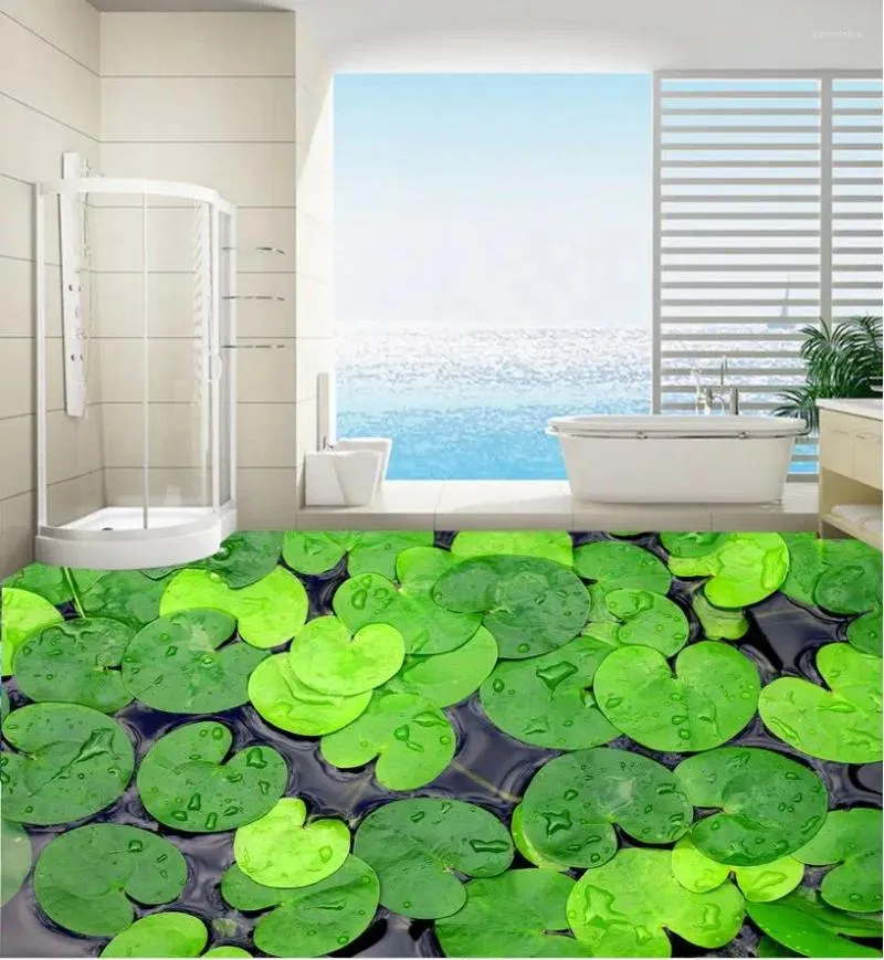 Fonds d'écran Green Leaf Po Paper Paper Mural Floor 3d pour le salon Décoration de la maison