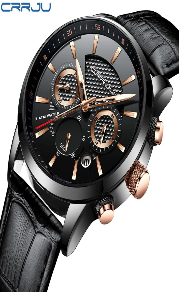 Reloj Hombre 2018 Crrju Fashion Watch Men Leather Belt Top Luxury Military Quartz Wristwatches防水屋外スポーツ時計7282404