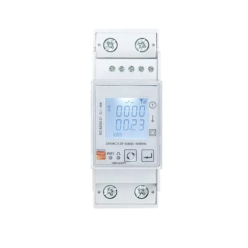 Détecteur Hottuya Smart Zigbee Energy Meder Bidirectional Single Phase 80A DIN Rail Monitor Wattmètre Voltmètre Ampermeter