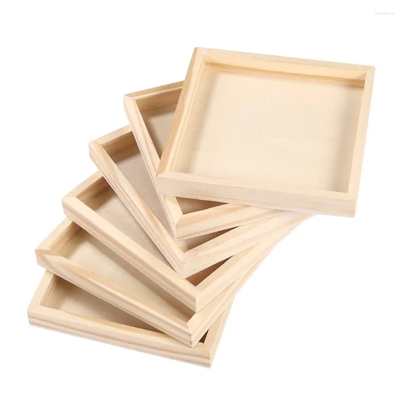 Plaques 6pcs Cubes puzzle Plateau à bac à usage inférieur Boîte de rangement en bois Solder