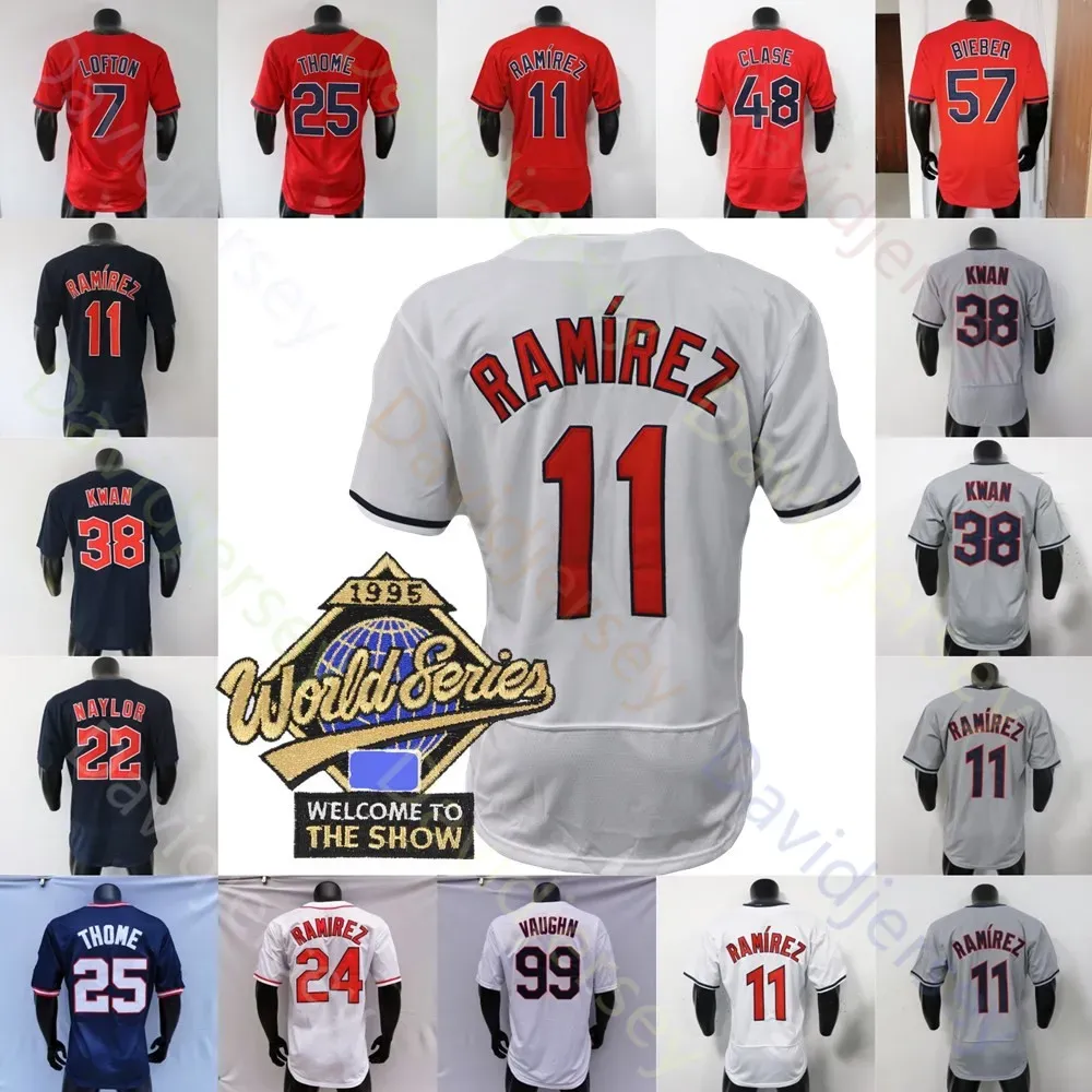 1995 WS Patch Jersey Jose Ramirez Steven Kwan Shane Bieber Jim Thome Omar Vizquel Kenny Lofton Manny Ramirez Vaughn Naylor Brennan Laureano Straw Arias