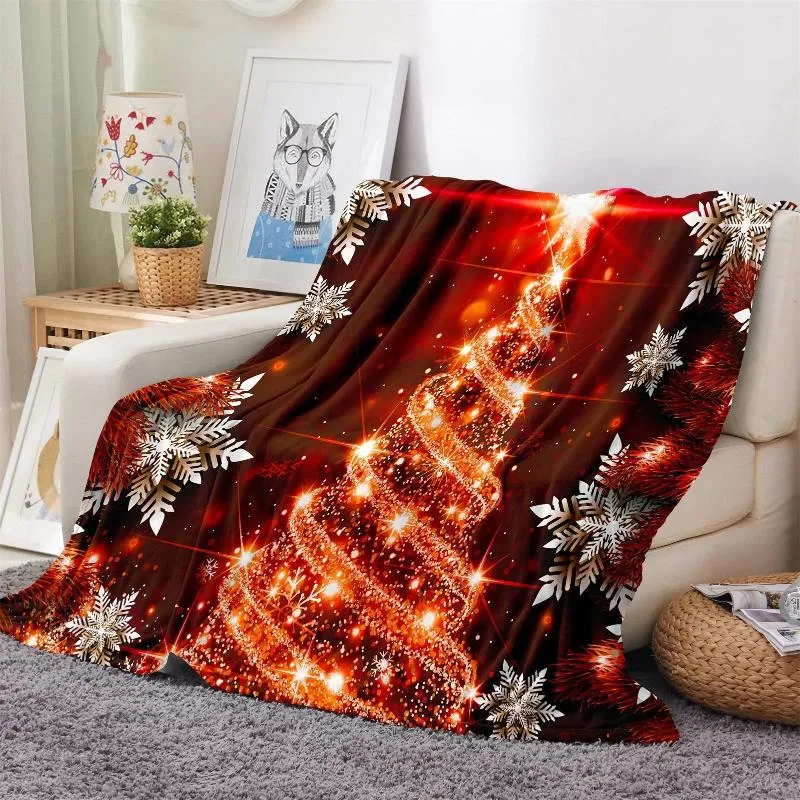 Dekens Santa Claus rode bomen Gelukkige jaar trouwen Kerst Snows Soft Warm Polyester Throw Flanel Deken voor Couch Bed Travel Cover