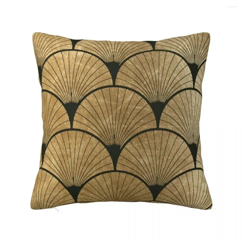 Kudde Art Deco Elegance - Golden Fan Throw Decorative Pudow Case