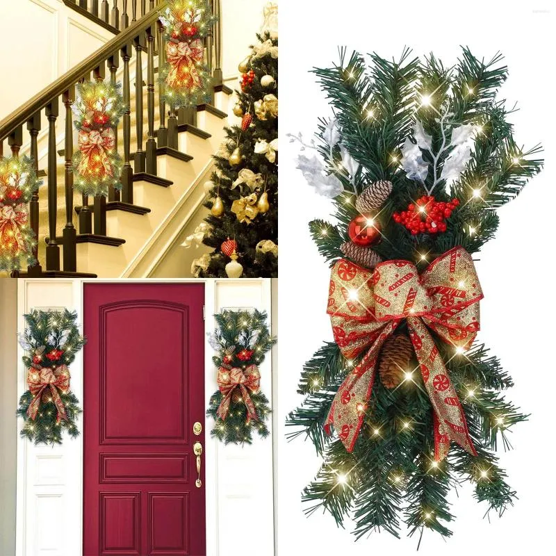 Decorative Flowers Advent Wreath Wooden The Cordless Prelit Stairway Trim Christmas Wreaths For Front Lighted Outdoor Battery Operated