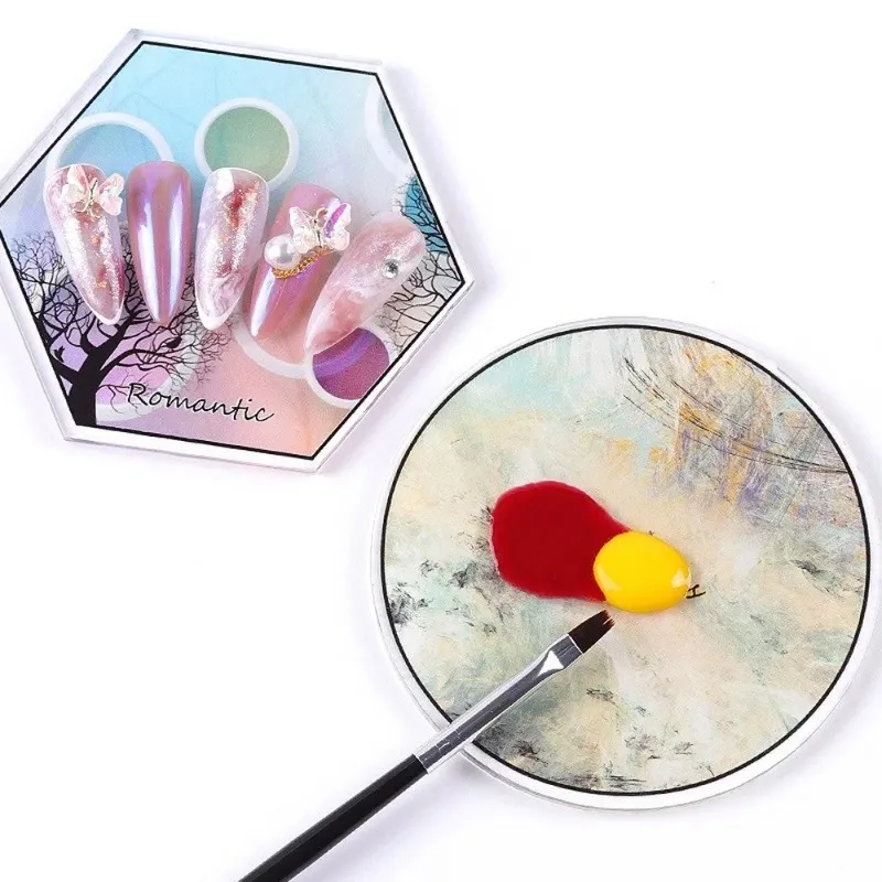 1PC Round Round Agate Stone Nail Color Palette Gel Palette polonaise Mélange de dessin de la plaque de peinture pour les ongles