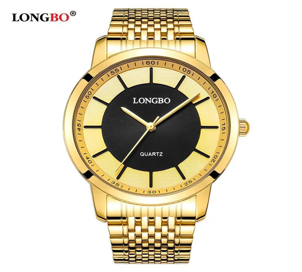 Longbo Quartz Watch Lovers Watchs Women Men Couple de montres analogiques Montres en acier Montres décontractées Gold 1PCS 802814861400