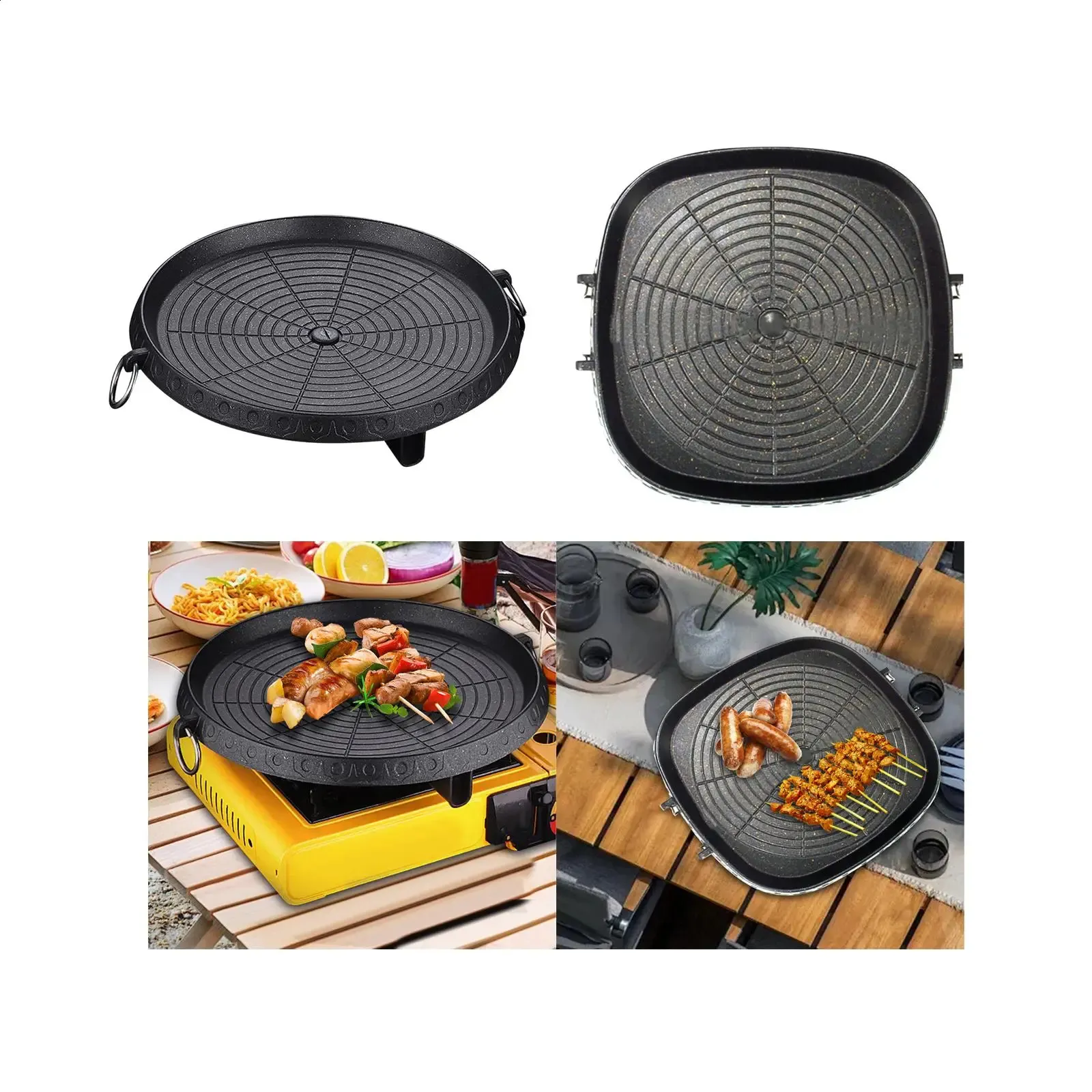 Korean Grilling Pan Aluminium Baking Tray Sturdy Portable Cookware BBQ Plate Barbecue Tray for Restaurant Yard Picnic Baking