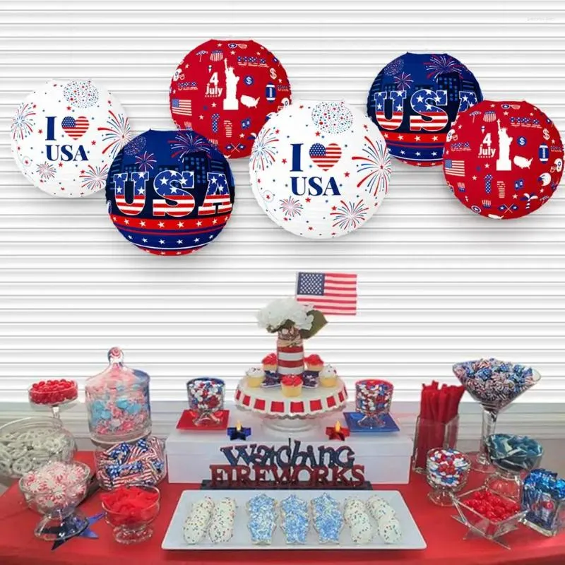 Party Decoration Patriotic Lantern Decorations USA Temed Paper Lanterns for Independence Day Festlig Hanging Home