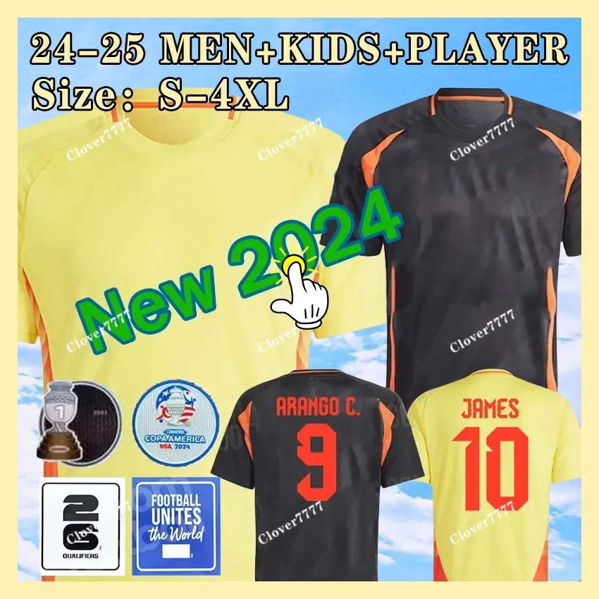 2024 Colombia James Soccer Jersey Kids Kit 24 25 Columbia National Team Football Shirt Home Away Set Camisetas Copa America D.Valoyes Arango C. Chucho Cuadrado XXXL 4XL