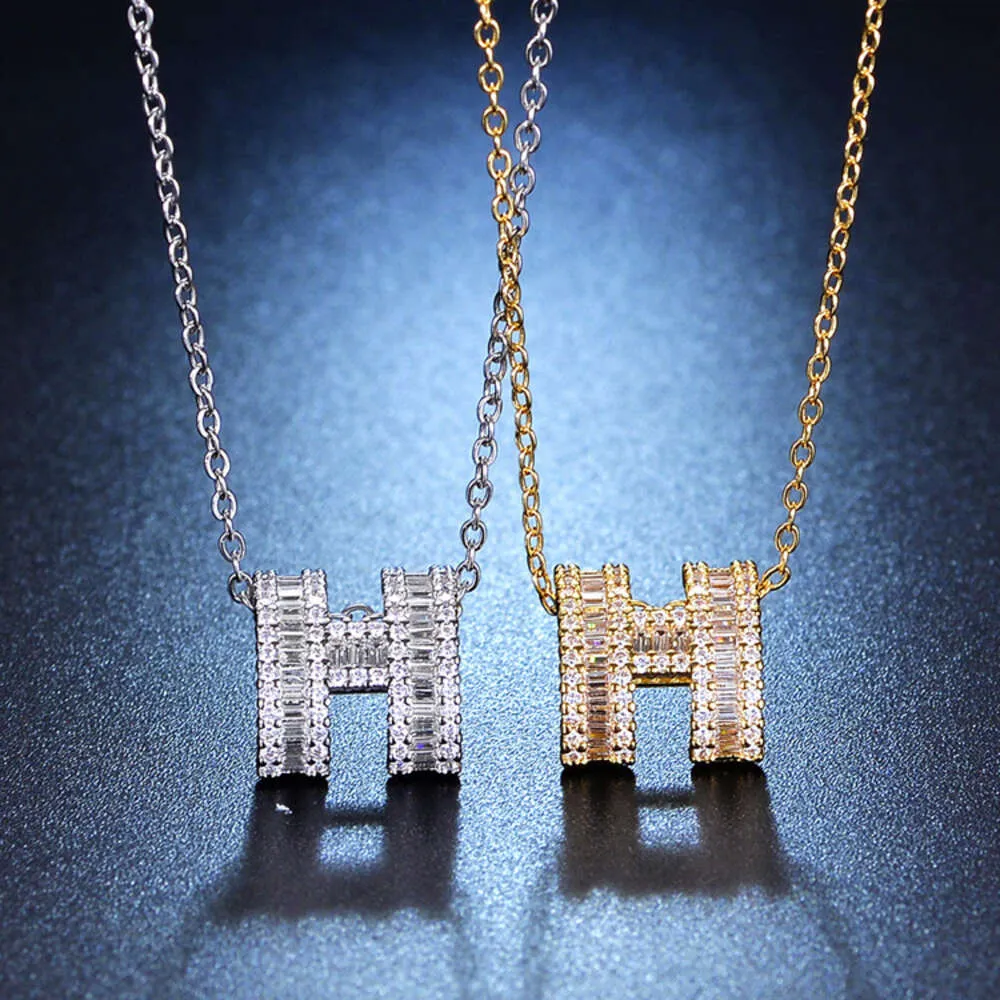 H Necklace Women's Micro Set Zircon Style Letter Accessories Versatile Personalized Collar Chain